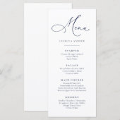 Navy Blue Minimalistisch Simple Flat Menu Menükarte (Vorne/Hinten)