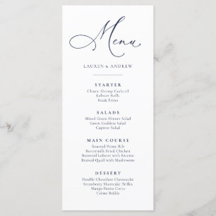 Navy Blue Minimalistisch Simple Flat Menu Menükarte