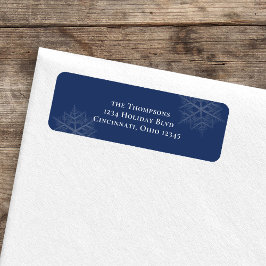 Navy Blue Minimalistisch Snowflake Rücksendeadress