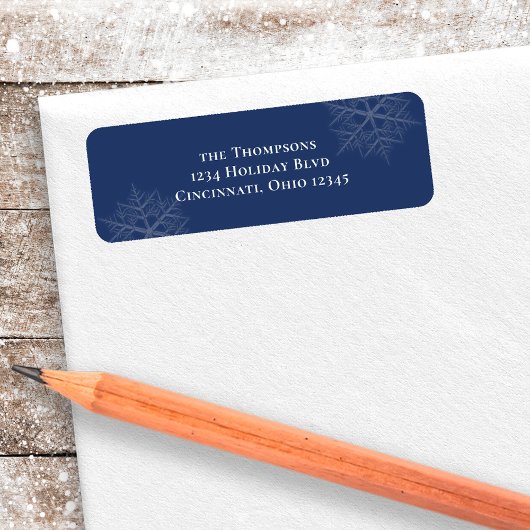 Navy Blue Minimalistisch Snowflake Rücksendeadress