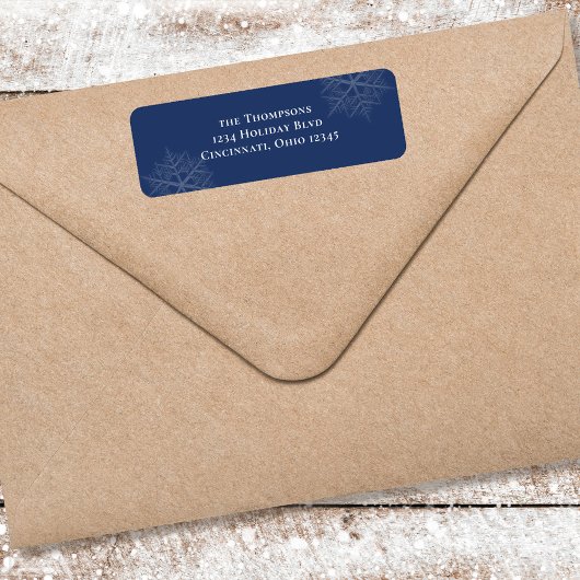 Navy Blue Minimalistisch Snowflake Rücksendeadress