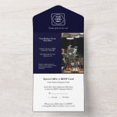 Navy Blue Minimalistisch | Unternehmensgeschäft All In One Einladung (Innen Boden)