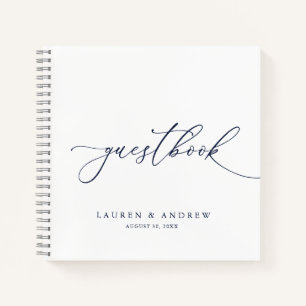 Navy Blue Minimalistisch Wedbook Notizblock