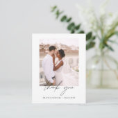 Navy Blue Minimalistisch Wedding Danke Foto (Stehend Vorderseite)