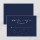 Navy Blue Minimalistisch Wedding RSVP Card Karte (Vorne/Hinten)