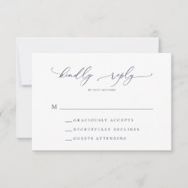 Navy Blue Minimalistisch Wedding RSVP Card Karte
