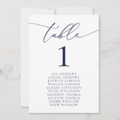 Navy Blue Minimalistisch Wedding Seating Tischnumm Einladung (Vorderseite)