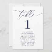 Navy Blue Minimalistisch Wedding Seating Tischnumm Einladung (Rückseite)