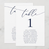 Navy Blue Minimalistisch Wedding Seating Tischnumm Einladung (Vorne/Hinten)