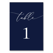 Navy Blue Minimalistisch Wedding Tischnummer (Rückseite)