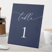 Navy Blue Minimalistisch Wedding Tischnummer Table Sockelschild (In Situ)
