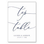 Navy Blue Minimalistisch Wedding Top Table Custom Tischnummer (Vorderseite)