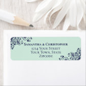 Navy Blue & Mint Green Wedding Rücksendeadresse (Insitu)