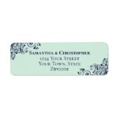 Navy Blue & Mint Green Wedding Rücksendeadresse (Vorne)