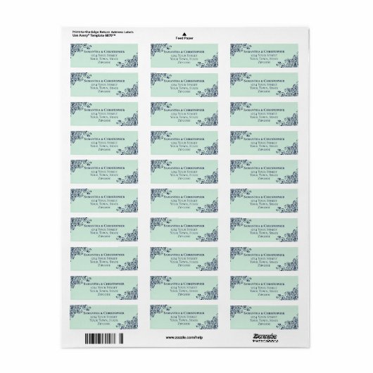 Navy Blue & Mint Green Wedding Rücksendeadresse (Vorne)