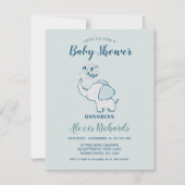 Navy Blue & Mint Niedlich Elephant Themed Baby Dus Einladung (Vorderseite)
