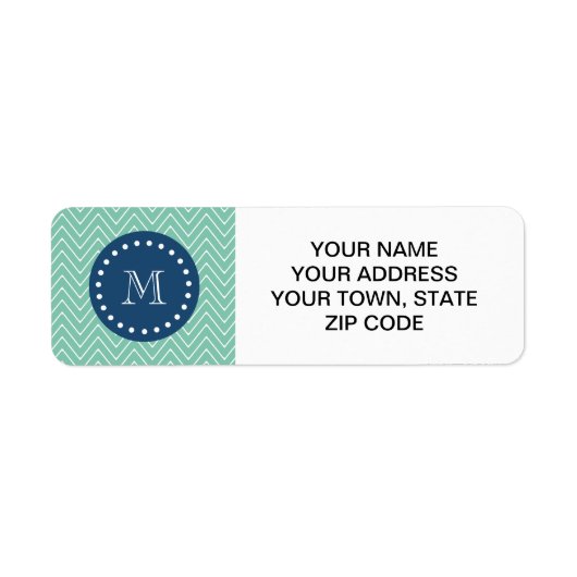 Navy Blue, Minze Green Zickzack Pattern | Ihre Mon (Vorne)