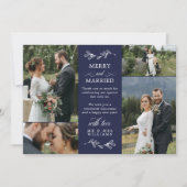 Navy Blue Mistletoe Frohe Verheiratete Weihnachten Dankeskarte (Vorderseite)