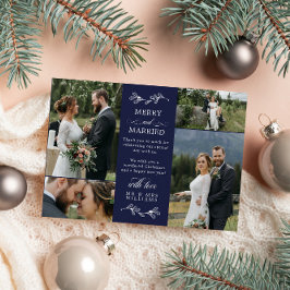 Navy Blue Mistletoe Frohe Verheiratete Weihnachten Dankeskarte