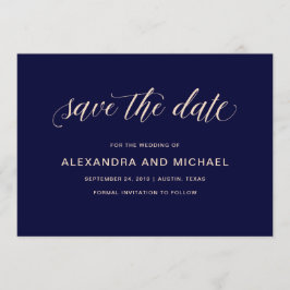 Navy Blue mit Blush Typografie | SAVE THE DATE