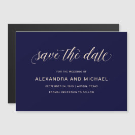 Navy Blue mit Blush Typografie | SAVE THE DATE Magneteinladung