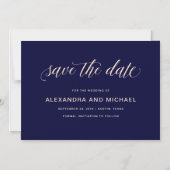 Navy Blue mit Blush Typografie | SAVE THE DATE Magneteinladung (Vorderseite)
