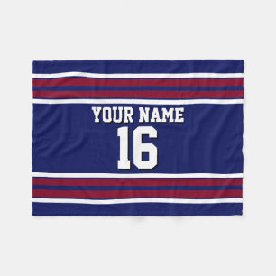 Navy Blue mit Burgundy White Stripes Team Jersey Fleecedecke