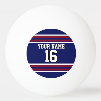 Navy Blue mit Burgundy White Stripes Team Jersey Tischtennisball