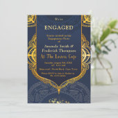 Navy Blue mit Gold-Mandalasen Einladung (Stehend Vorderseite)