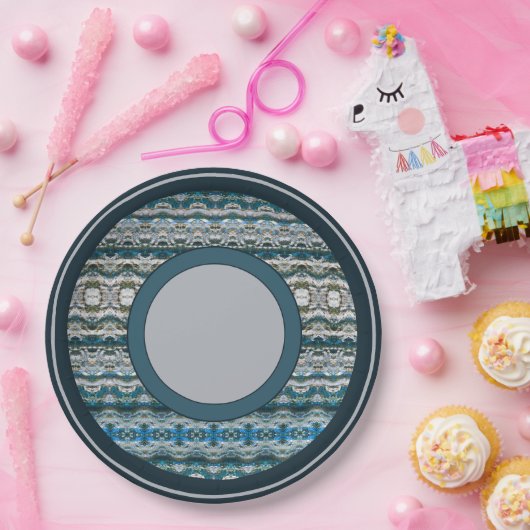 Navy Blue mit Grau Gemustert Pappteller (Party)