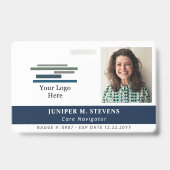 Navy Blue mit Logos und Foto Mitarbeiter-ID Ausweis (Front)
