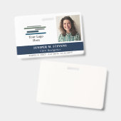 Navy Blue mit Logos und Foto Mitarbeiter-ID Ausweis (Front & Back)
