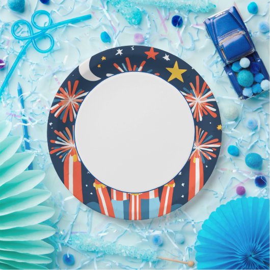 Navy Blue mit Minimalistischen Feuerwerken und Mon Pappteller (Party)