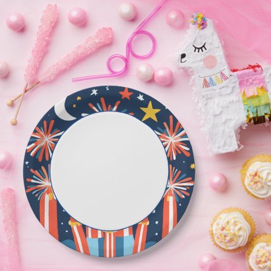 Navy Blue mit Minimalistischen Feuerwerken und Mon Pappteller (Party)