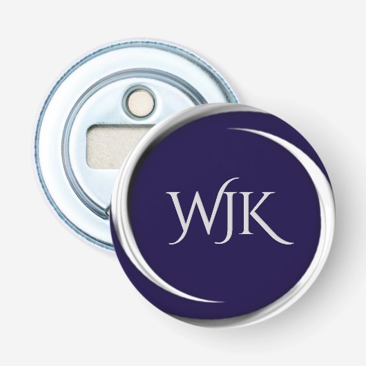 Navy Blue Mit Monogramm Flaschenöffner (Vorderseite)