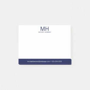Navy Blue Mit Monogramm Men Post-it Klebezettel