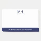Navy Blue Mit Monogramm Men Post-it Klebezettel (Vorderseite)