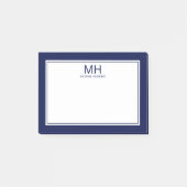 Navy Blue Mit Monogramm Men Post-it Klebezettel (Vorderseite)