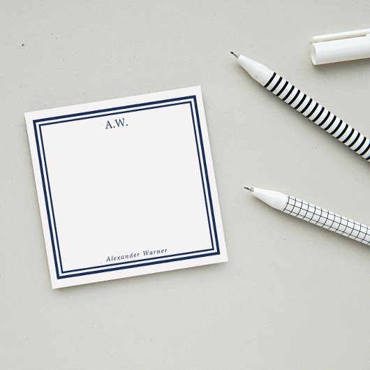 Navy Blue Mit Monogramm Post-it Klebezettel