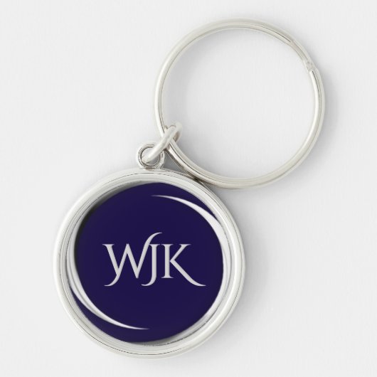 Navy Blue Mit Monogramm Schlüsselanhänger (Vorne)