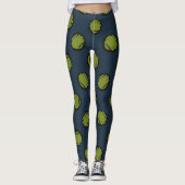 Navy Blue mit Moss Green Dots Leggings (Vorderseite)
