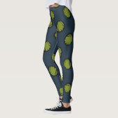 Navy Blue mit Moss Green Dots Leggings (Links)