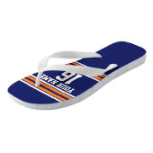 Navy Blue mit Orange White Stripes Team Jersey Badesandalen (Schrägansicht)
