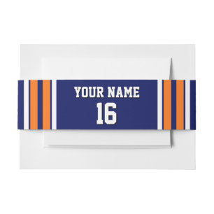 Navy Blue mit Orange White Stripes Team Jersey Einladungsbanderole