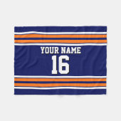 Navy Blue mit Orange White Stripes Team Jersey Fleecedecke (Vorderseite (Horizontal))