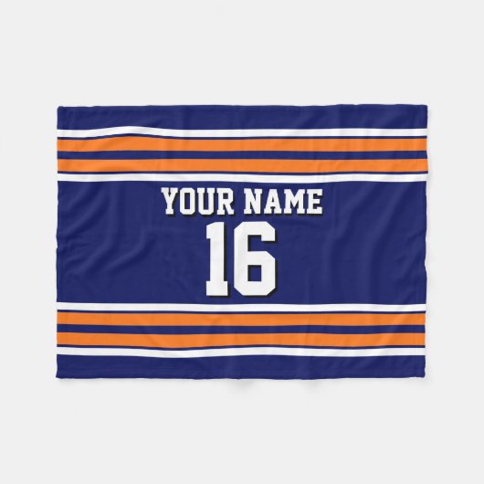 Navy Blue mit Orange White Stripes Team Jersey Fleecedecke (Vorderseite (Horizontal))