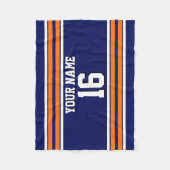 Navy Blue mit Orange White Stripes Team Jersey Fleecedecke (Vorderseite)