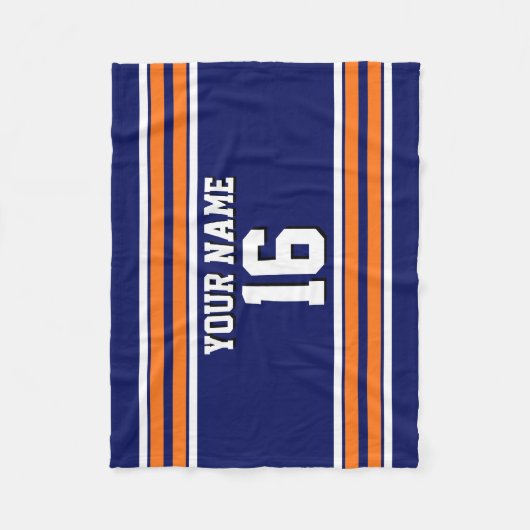 Navy Blue mit Orange White Stripes Team Jersey Fleecedecke (Vorderseite)