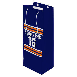 Navy Blue mit Orange White Stripes Team Jersey Geschenktüte Für Weinflaschen