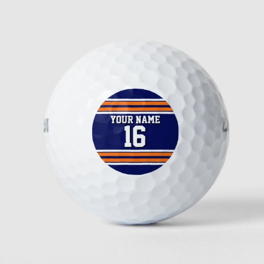 Navy Blue mit Orange White Stripes Team Jersey Golfball (Vorderseite)